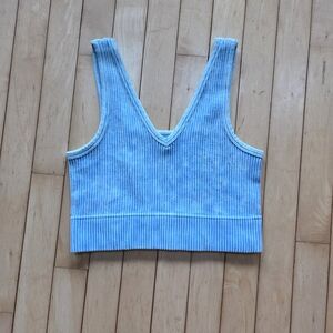 Blue Ribbed Women's Top